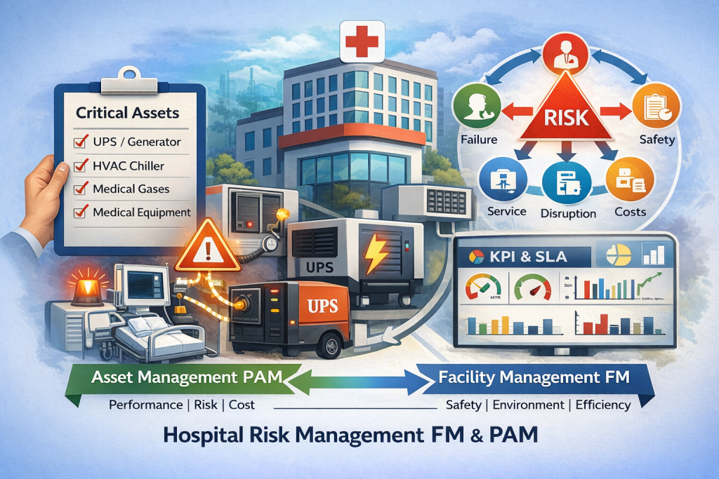 مدیریت ریسک بیمارستان با رویکرد FM/PAM: دارایی‌های حیاتی، تداوم خدمت، KPI و SLA